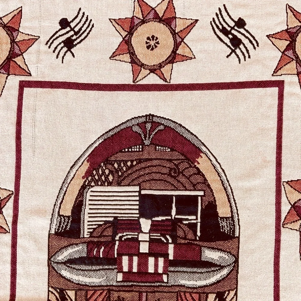 Vintage Beacon Cotton Woven Jukebox Throw Blanket Reversible Music Theme 50x60